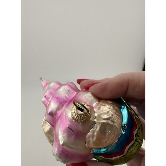 Christopher Radko Pink Conch Shell w/ Bucket Glass Ornament 3 Inch 2000s - Picture 5 of 5